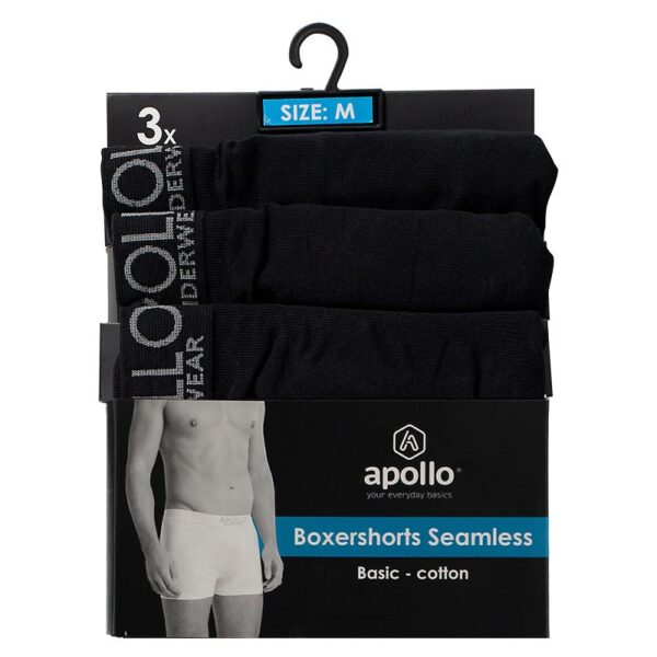 Zwarte heren naadloze boxershorts 3 pack van het merk apollo