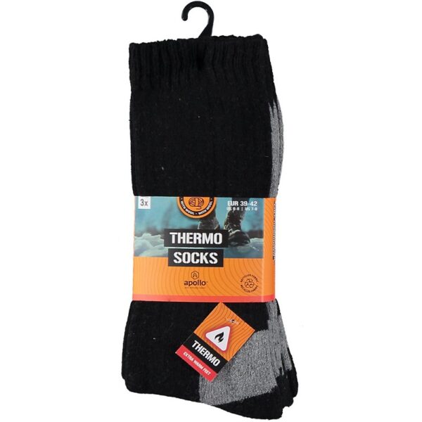 Zwart grijze thermo/tracking sokken 3 pack van het merk apollo