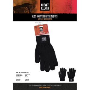 Zwarte kinder thermische spelershandschoenen van het merk heatkeeper