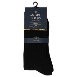 Zwarte heren terry sokken van 40% wol van het mwrk angro