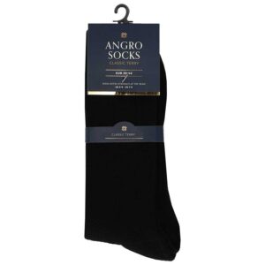 Zwarte heren sokken terry van 42% wol van het merk angro