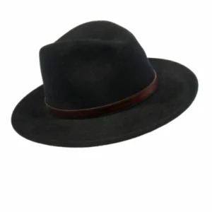 Zwarte wolle hoed onkreukbaar en waterafstotend