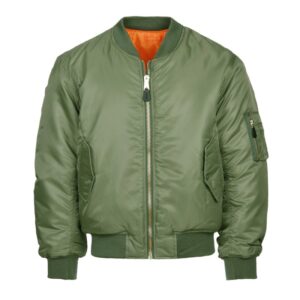 Groene ma-1 bomber jack met oranje binnen kant