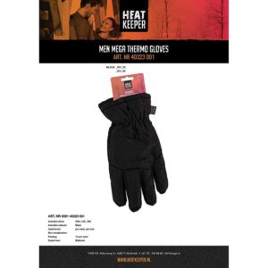 Zwarte heren mega thermal handschoenen van het merk heatkeeper